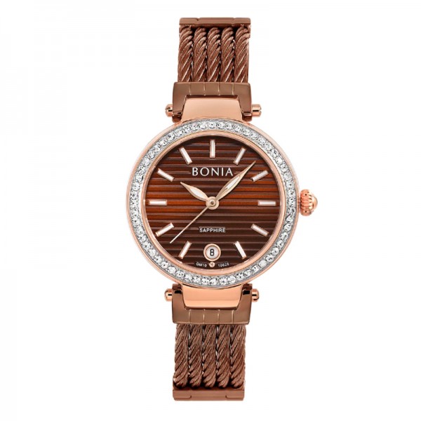 Bonia BNB10626-2042S Rosegold Brown Sapphire